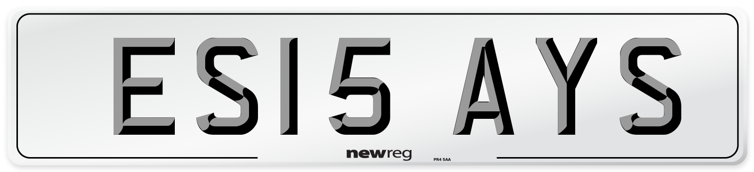 ES15 AYS Number Plate from New Reg